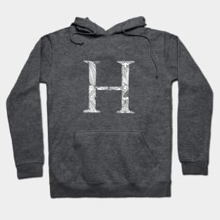 Henna Alphabet H / Henna Letter H - Black Henna Line Art Hoodie